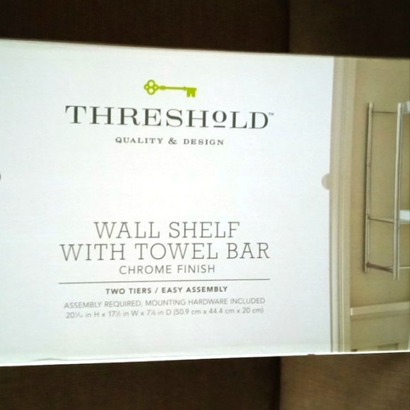 Threshold Wall Shelf with Towel Bar Chrome Finish - Picture 3 of 7